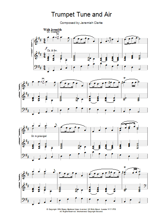 Trumpet Tune And Air (Organ) von Jeremiah Clarke