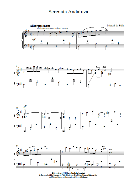 Serenata Andaluza (Piano Solo) von Manuel De Falla
