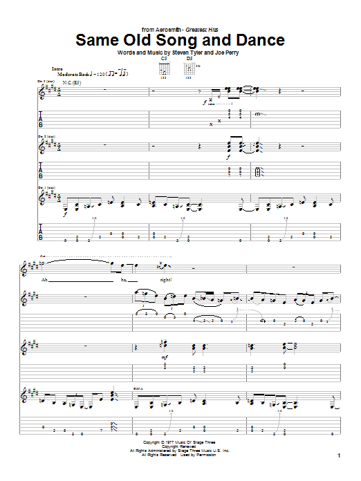 Same Old Song And Dance (Guitar Tab) von Aerosmith