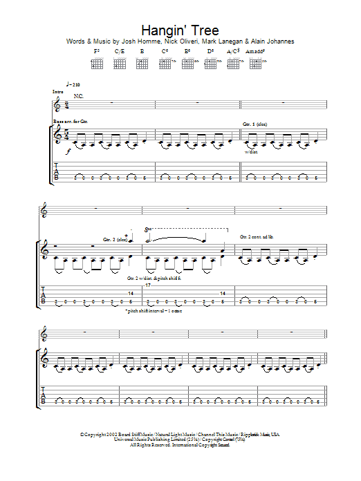 Hangin' Tree (Guitar Tab) von Queens Of The Stone Age
