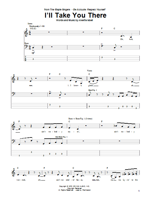 I'll Take You There (Bass Guitar Tab) von The Staple Singers