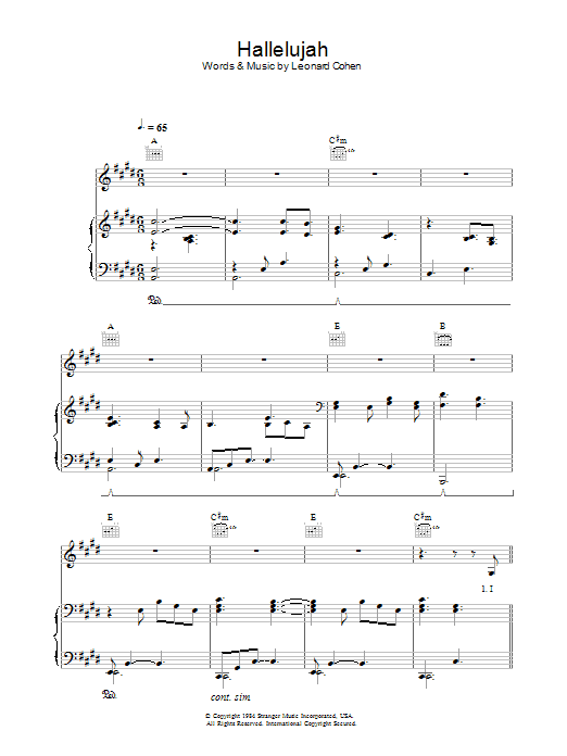 Hallelujah (Piano, Vocal & Guitar Chords) von k.d. lang