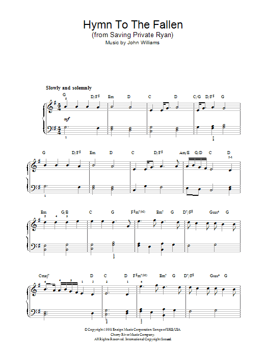 Hymn To The Fallen (from Saving Private Ryan) (Piano Solo) von John Williams