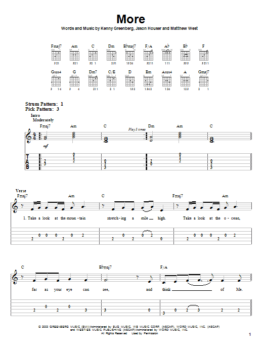 More (Easy Guitar Tab) von Matthew West