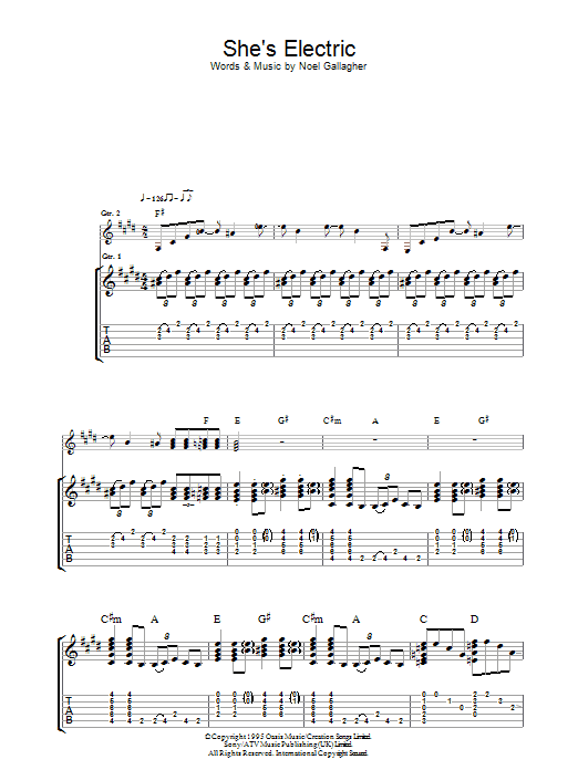 She's Electric (Guitar Tab) von Oasis