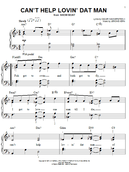 Can't Help Lovin' Dat Man (Easy Piano) von Jerome Kern