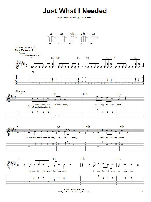 Just What I Needed (Easy Guitar Tab) von The Cars