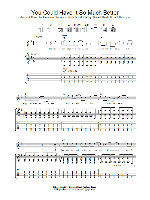 You Could Have It So Much Better (Guitar Tab) von Franz Ferdinand