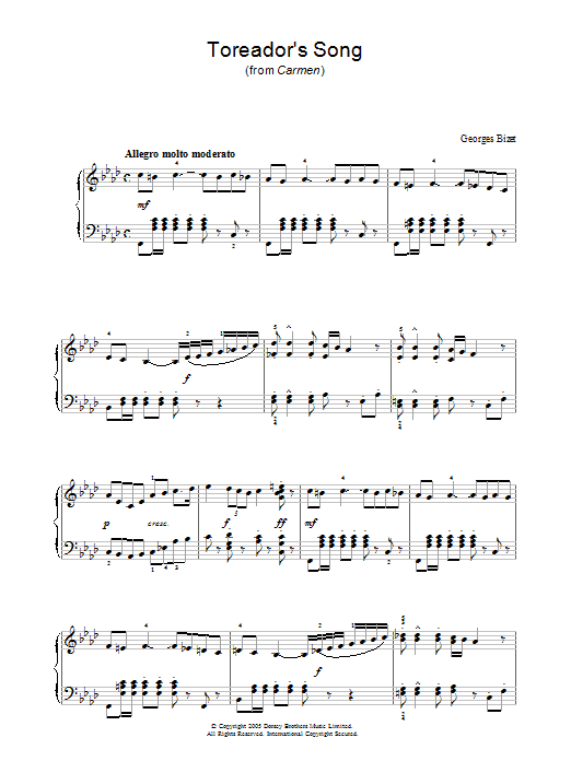 Toreador Song (Piano Solo) von Georges Bizet