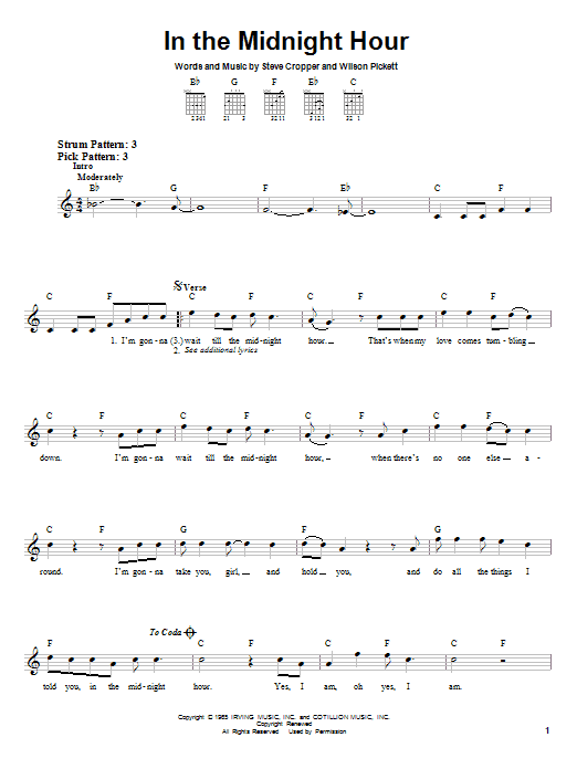 In The Midnight Hour (Easy Guitar) von Wilson Pickett