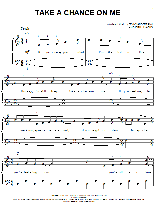 Take A Chance On Me (Easy Piano) von ABBA