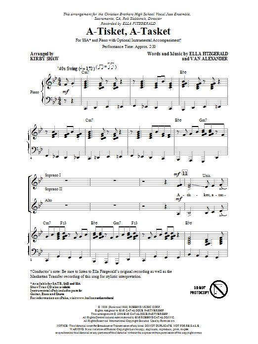 A-Tisket, A-Tasket (SSA Choir) von Kirby Shaw