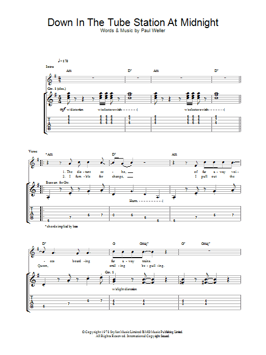 Down In The Tube Station At Midnight (Guitar Tab) von The Jam