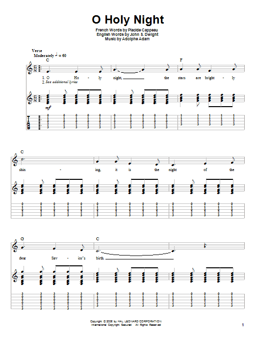 O Holy Night (Guitar Tab (Single Guitar)) von Adolphe Adam