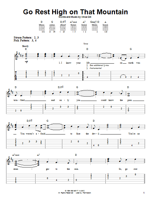Go Rest High On That Mountain (Easy Guitar Tab) von Vince Gill