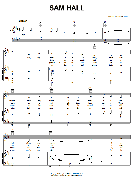 Sam Hall (Piano, Vocal & Guitar Chords (Right-Hand Melody)) von Irish Folksong