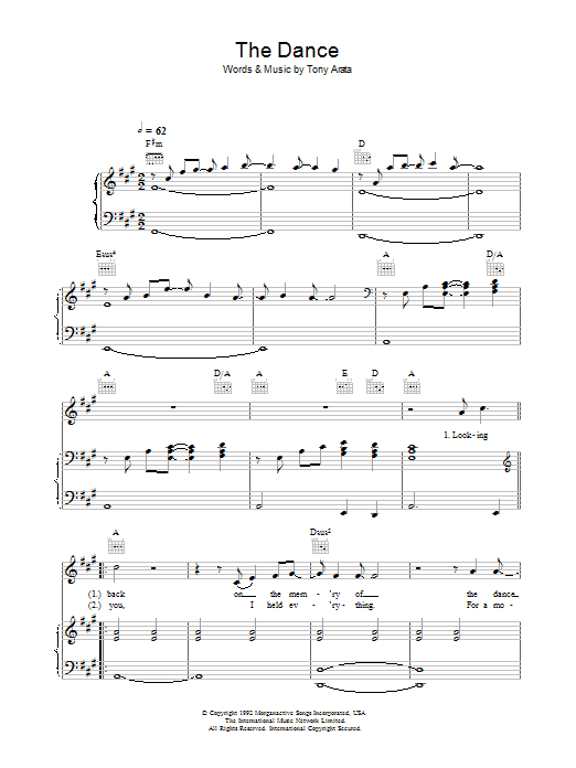 The Dance (Piano, Vocal & Guitar Chords) von Westlife