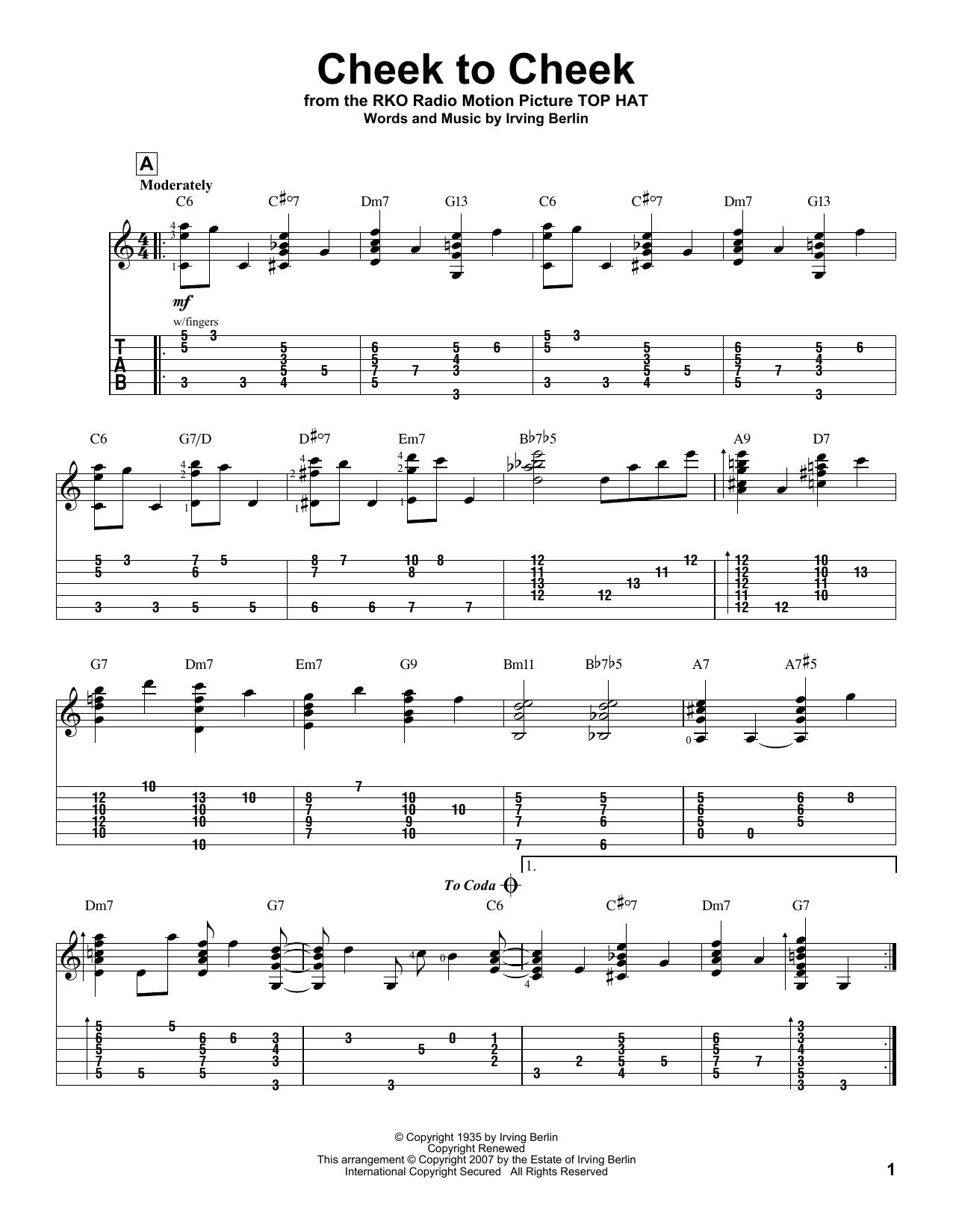 Cheek To Cheek (Solo Guitar) von Irving Berlin