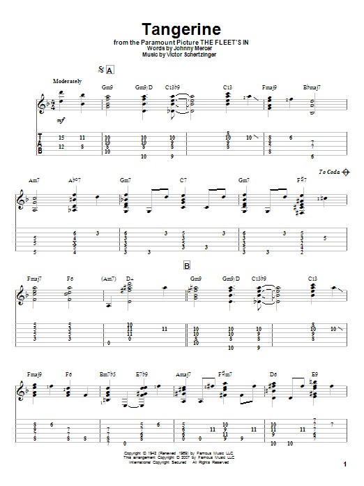 Tangerine (Solo Guitar) von Johnny Mercer