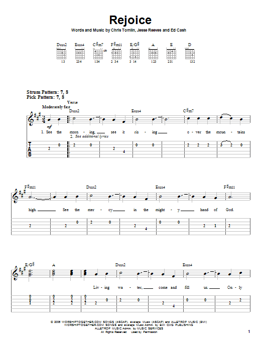 Rejoice (Easy Guitar Tab) von Chris Tomlin