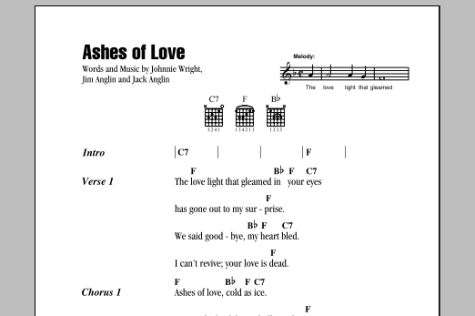 Ashes Of Love (Guitar Chords/Lyrics) von Johnnie & Jack
