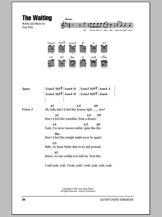 The Waiting (Guitar Chords/Lyrics) von Tom Petty And The Heartbreakers