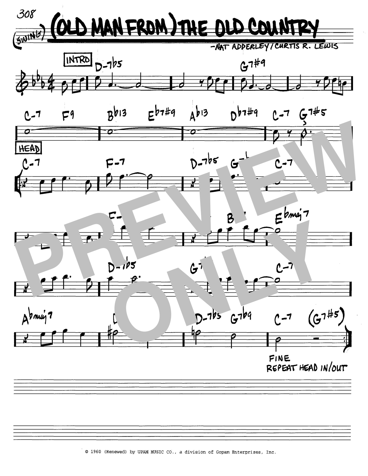 (Old Man From) The Old Country (Real Book  Melody & Chords  C Instruments) von Nat Adderley