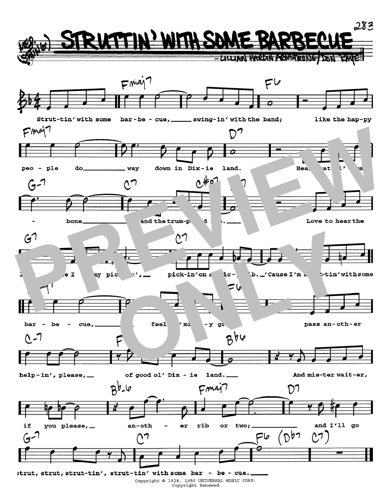Struttin' With Some Barbecue (Real Book  Melody, Lyrics & Chords) von Louis Armstrong
