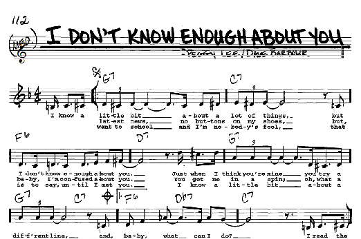 I Don't Know Enough About You (Real Book  Melody, Lyrics & Chords) von Peggy Lee