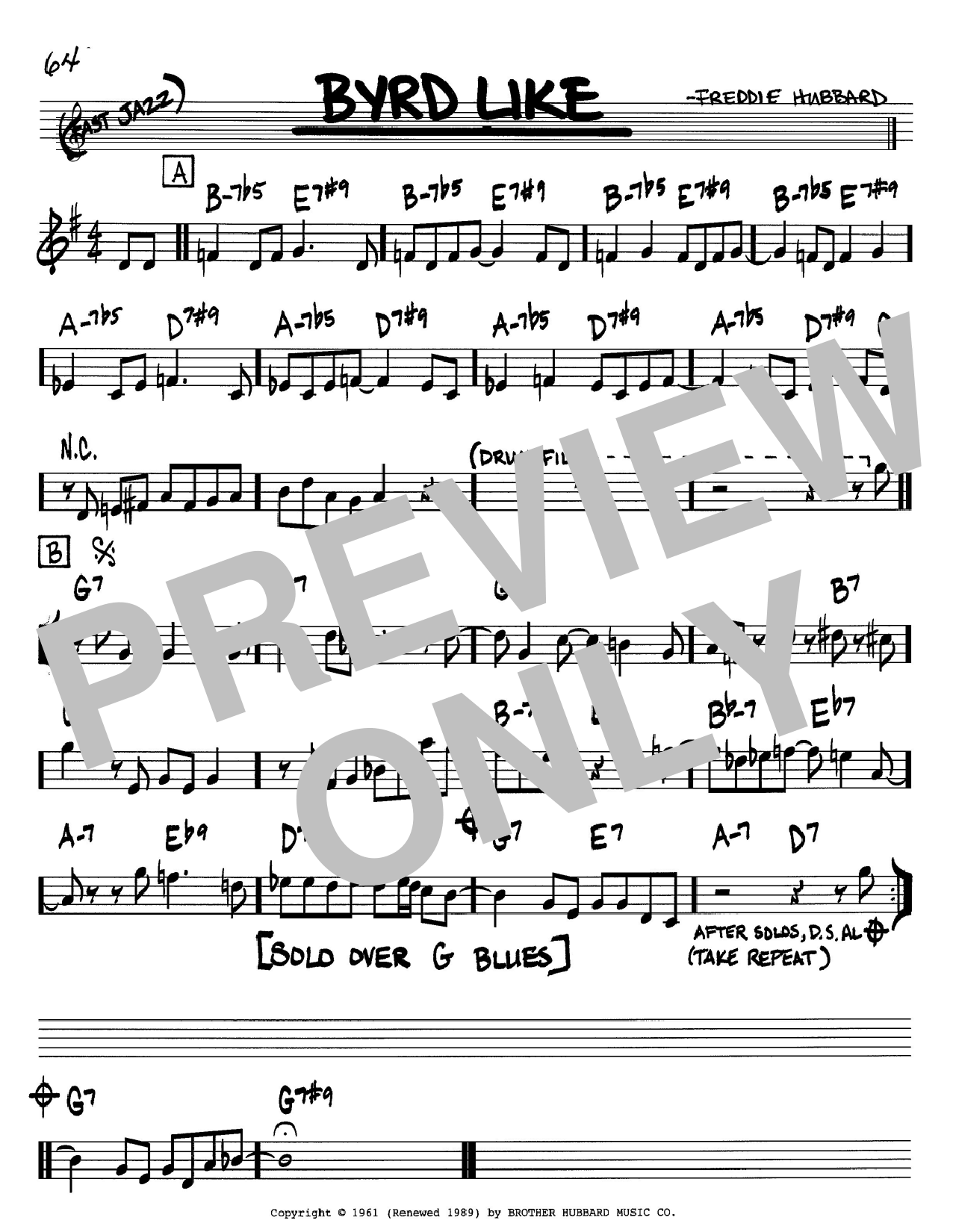 Byrd Like (Real Book  Melody & Chords  Bb Instruments) von Freddie Hubbard
