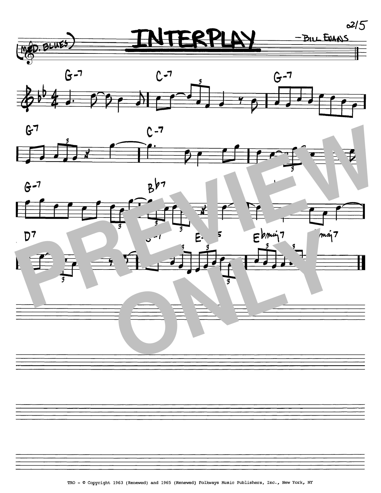 Interplay (Real Book  Melody & Chords  Bb Instruments) von Bill Evans
