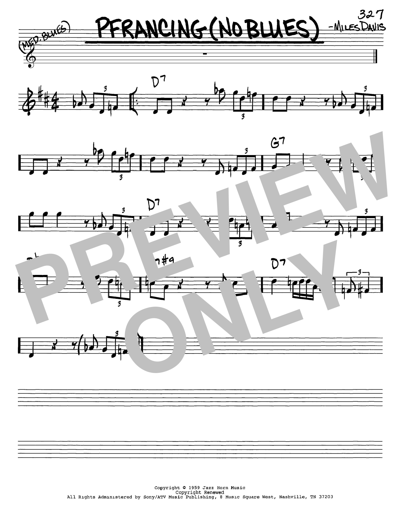Pfrancing (No Blues) (Real Book  Melody & Chords  Eb Instruments) von Miles Davis