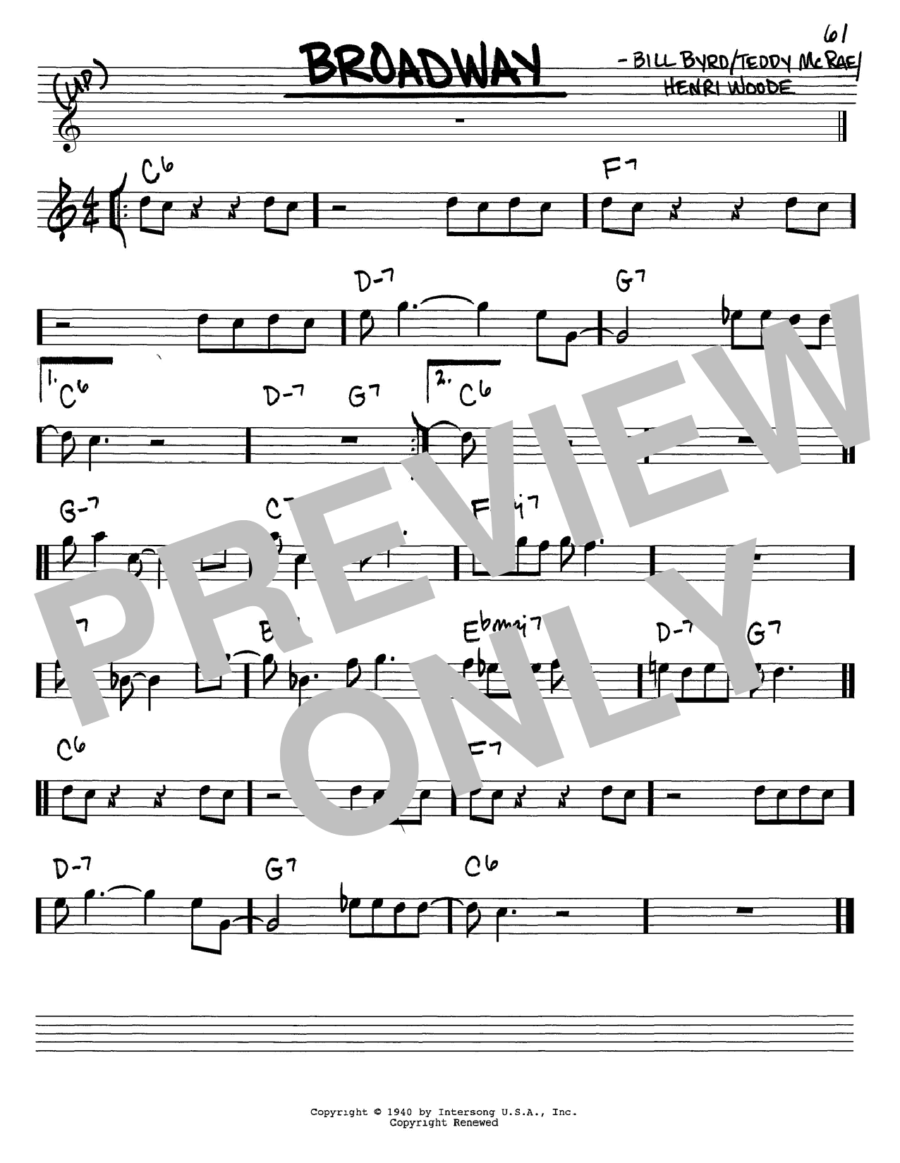 Broadway (Real Book  Melody & Chords  Eb Instruments) von Count Basie