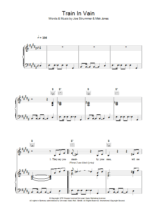 Train In Vain (Piano, Vocal & Guitar Chords) von Annie Lennox