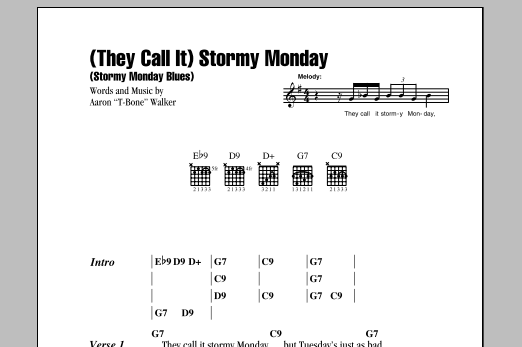 (They Call It) Stormy Monday (Stormy Monday Blues) (Guitar Chords/Lyrics) von T-Bone Walker