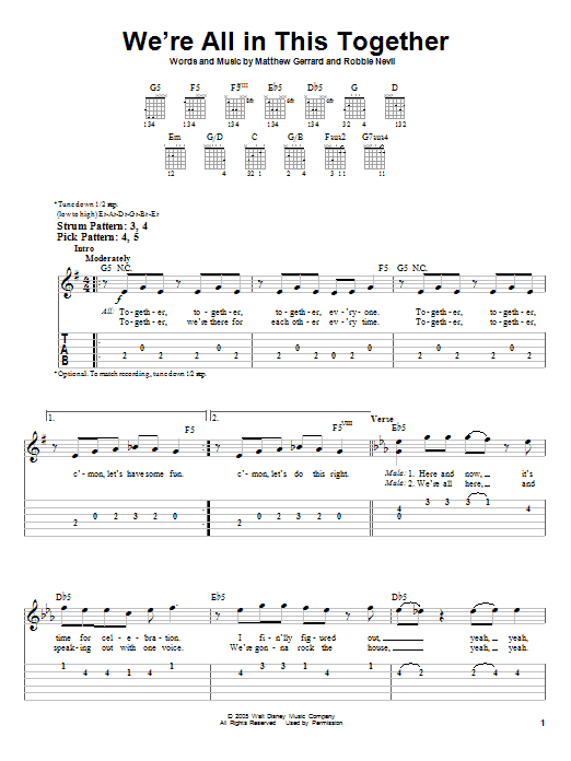 We're All In This Together (from High School Musical) (Easy Guitar Tab) von High School Musical Cast