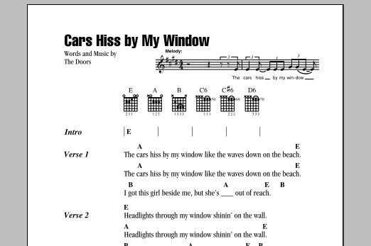 Cars Hiss By My Window (Guitar Chords/Lyrics) von The Doors