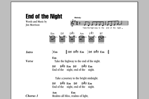 End Of The Night (Guitar Chords/Lyrics) von The Doors