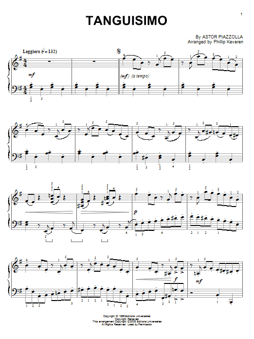 Tanguisimo (arr. Phillip Keveren) (Piano Solo) von Astor Piazzolla
