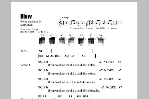 Blew (Guitar Chords/Lyrics) von Nirvana