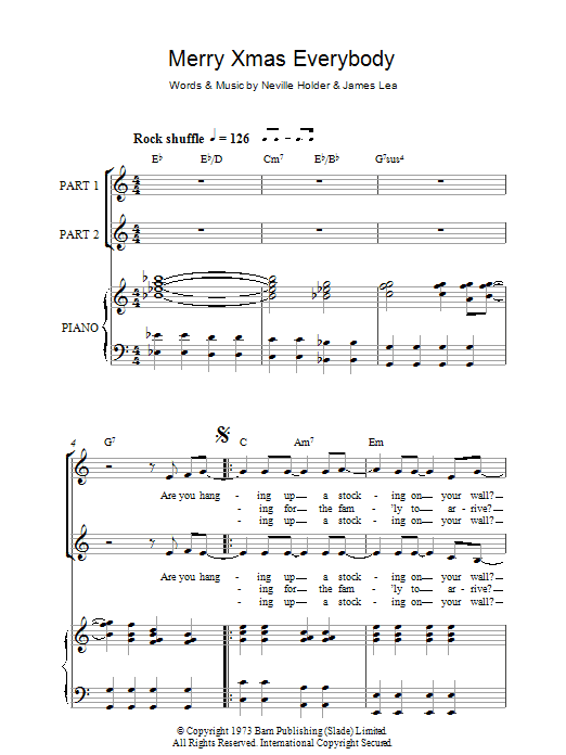 Merry Xmas Everybody (arr. Rick Hein) (2-Part Choir) von Slade