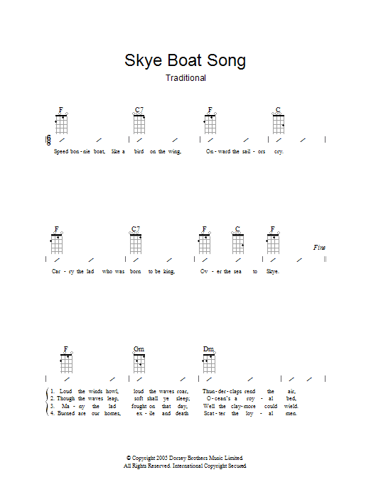 The Skye Boat Song (Guitar Chords/Lyrics) von Traditional