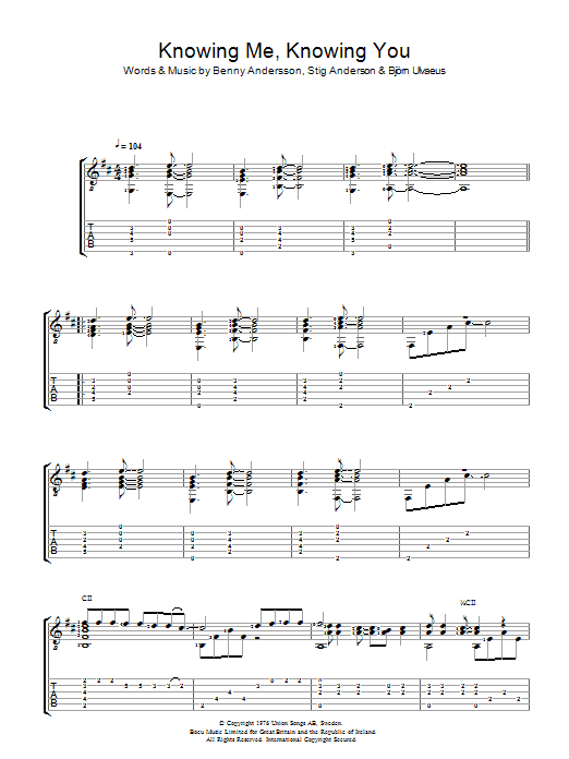 Knowing Me, Knowing You (Guitar Tab) von ABBA