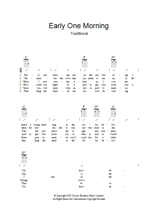 Early One Morning (Guitar Chords/Lyrics) von Traditional