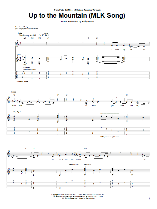 Up To The Mountain (MLK Song) (Guitar Tab) von Patty Griffin