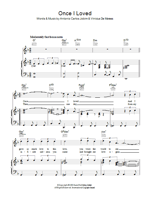 Once I Loved (Piano, Vocal & Guitar Chords) von Antonio Carlos Jobim
