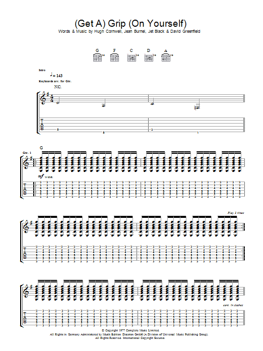 (Get A) Grip (On Yourself) (Guitar Tab) von The Stranglers