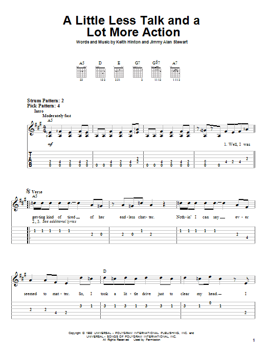 A Little Less Talk And A Lot More Action (Easy Guitar Tab) von Toby Keith