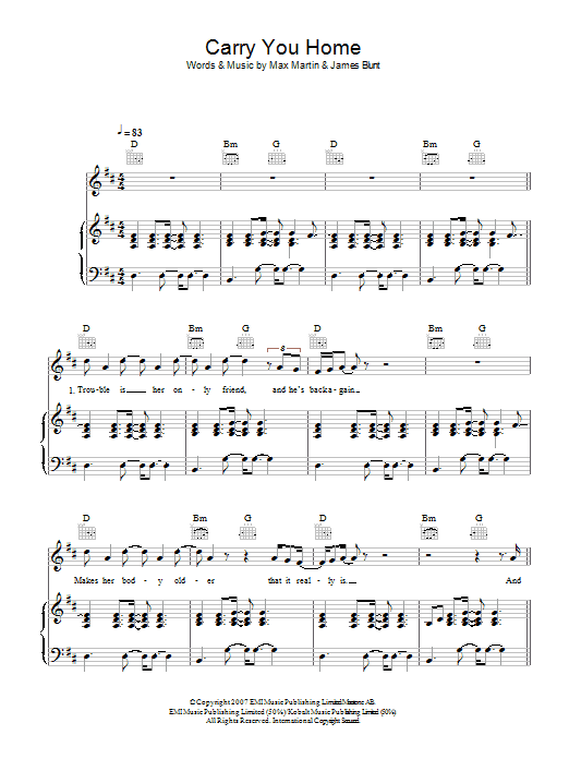Carry You Home (Piano, Vocal & Guitar Chords) von James Blunt