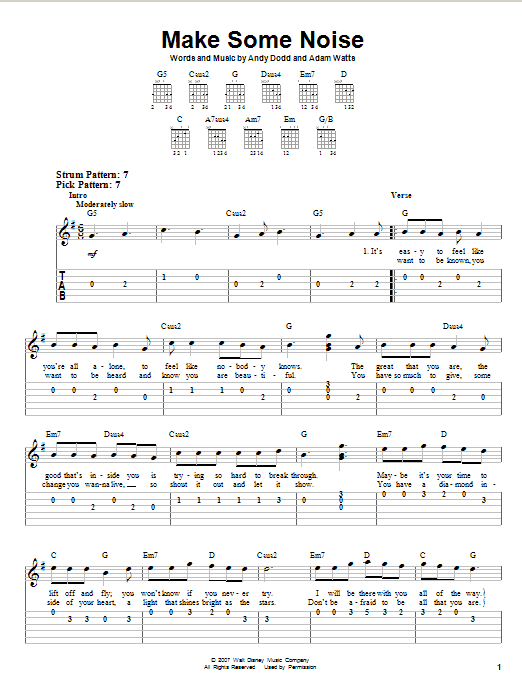 Make Some Noise (Easy Guitar Tab) von Hannah Montana